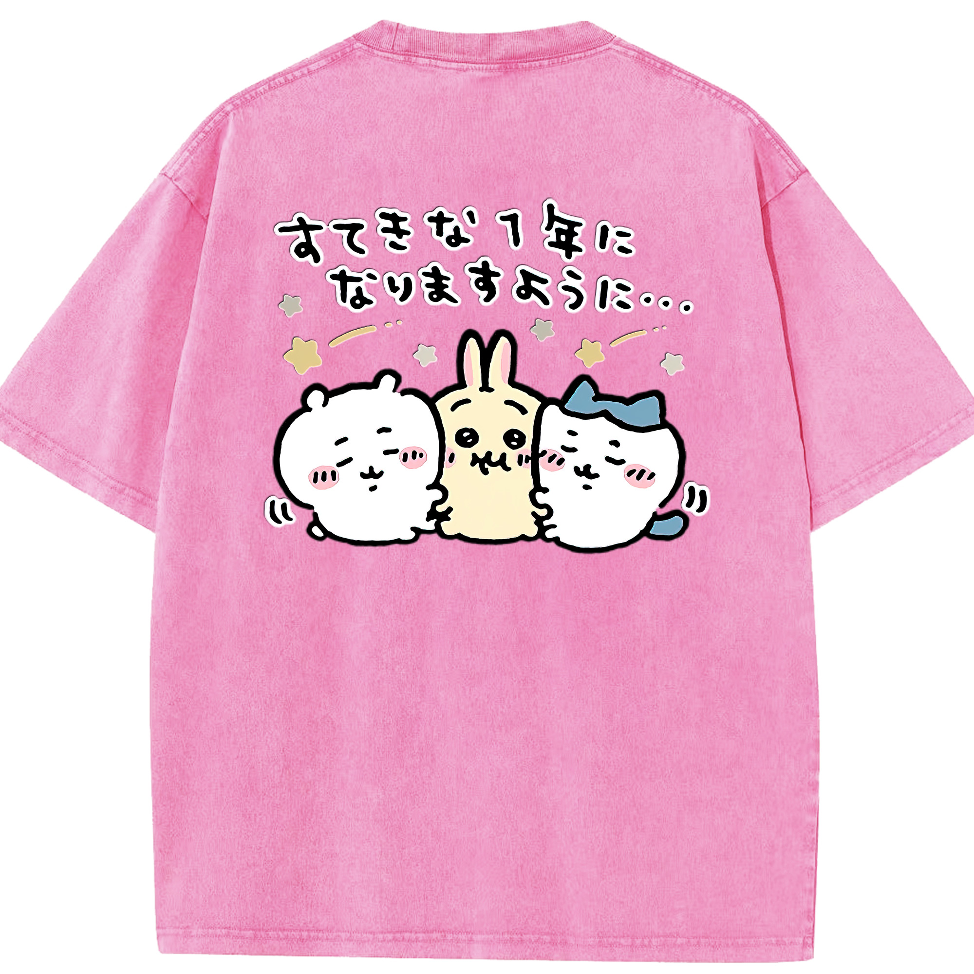（画像用） ちいかわ ちいかわ Chii-kawa chiikawa 綿100% ヴィンテージ風 半袖Tシャツ（背面プリント）